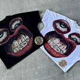 Hearujoy  Y2K Cotton T Shirt Mens Womens Harajuku Hip Hop Big Eyes Mouth Graphic Printed Oversized T Shirt Retro Classic Short Sleeve Tops